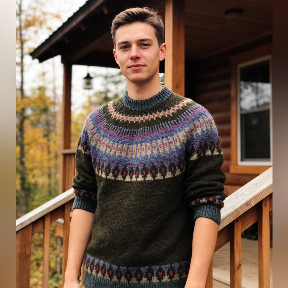 ~Alpaca Connection Patterned Crewneck Pullover Sweater OOAK Made in Peru